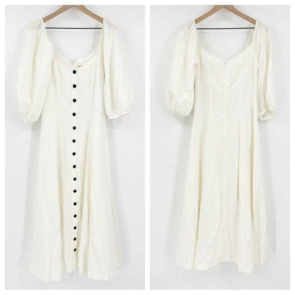 Mara Hoffman “Mika” Dress Size 4 White Linen Blend Elegant Boho Chic - Picture 3 of 7